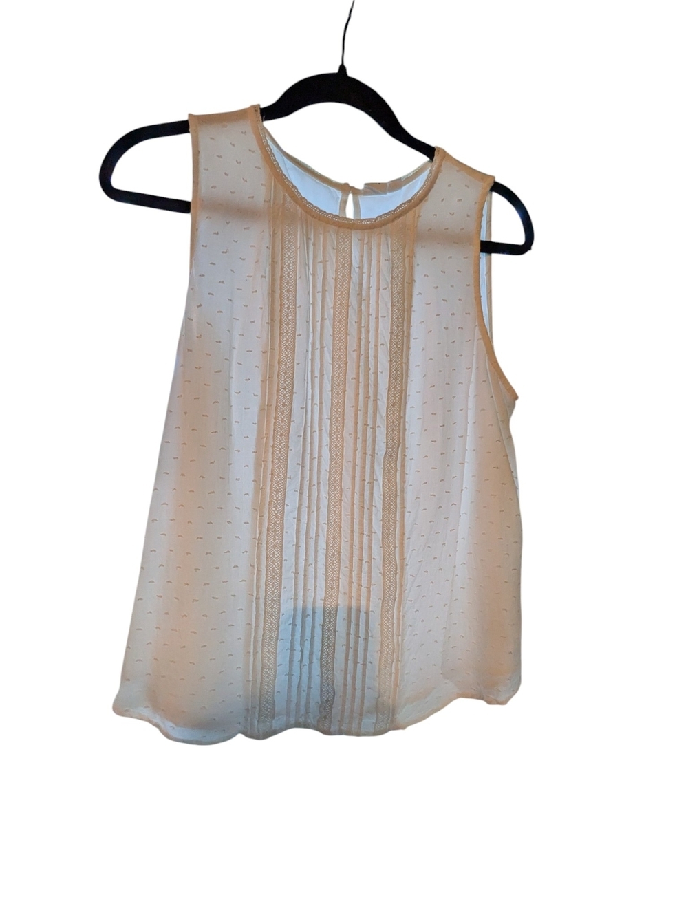GAP White Sleeveless Pintuck Lace Front Blouse
